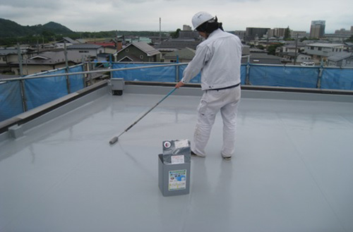 屋上シート防水面遮熱塗装